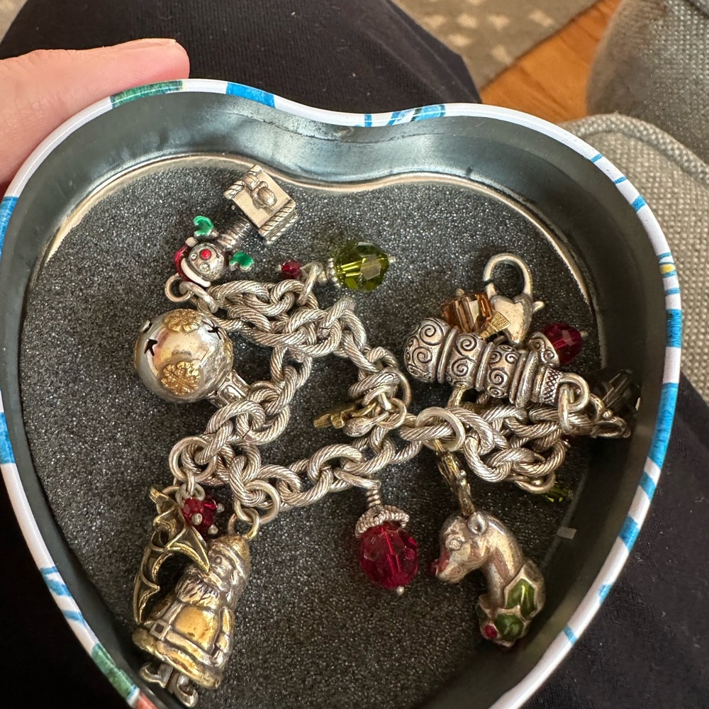 Brighton Silver Charm Bracelet with Gold and Red Accents